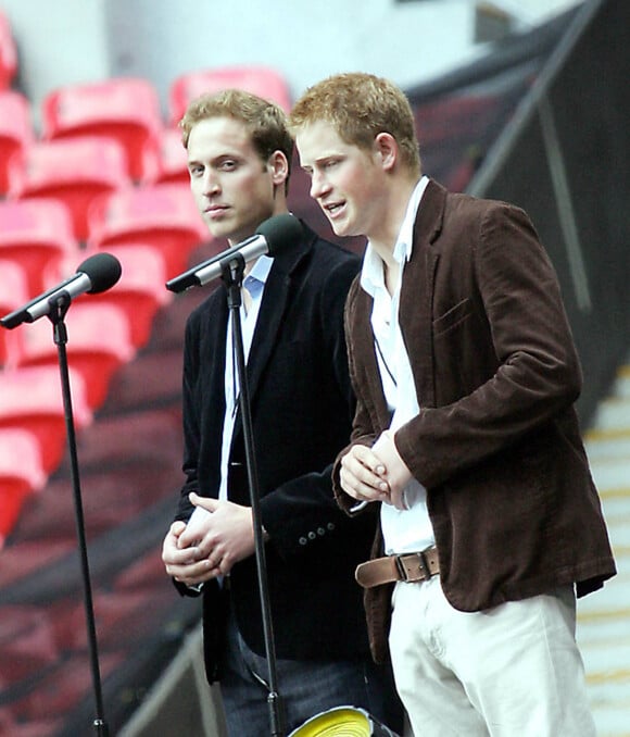 Les princes William et Harry lors d'un concert hommage pour Diana