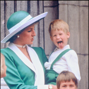 Lady Diana avec ses enfants Harry et William en 1988