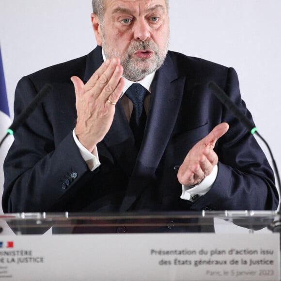 Conférence de presse d'Eric Dupond-Moretti, garde des Sceaux, ministre de la Justice, sur la présentation du plan d'action issu des Etats Généraux de la Justice à Paris, France, le 5 janvier 2023. © Jonathan Rebboah/Panoramic/Bestimage