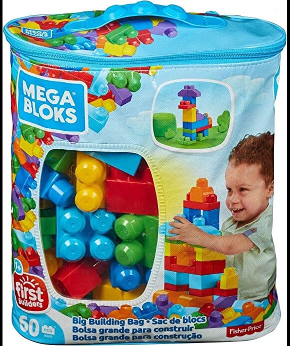 Votre enfant va pouvoir imaginer des dizaines de construction avec ce jeu de blocs de construction Mega Bloks sac bleu