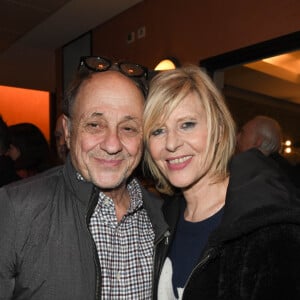 Exclusif - Chantal Ladesou avec son mari Michel Ansault - People en backstage du spectacle "Jeanfi Janssens atterrit à l'Olympia" à Paris le 9 janvier 2020. © Coadic Guirec/Bestimage 