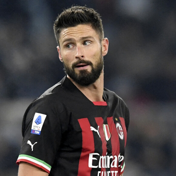 Olivier Giroud lors d'un match de championnat d'Italie contre la Lazio.