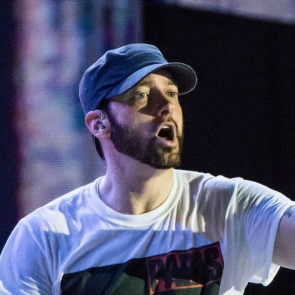 Eminem en concert lors du festival "Bonnaroo Music and Arts" à Manchester, le 17 juin 2018.