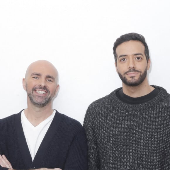 Exclusif - Philippe Lacheau, Julien Arruti, Tarek Boudali, Elodie Fontan en backstage de l'émission Touche pas à mon poste (TPMP) diffusée en directe sur C8 le 7 février 2023. © Jack Tribeca / Bestimage 