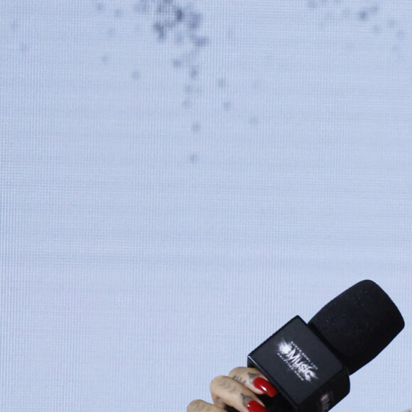 Rihanna en conférence de presse en marge du Super Bowl. Photo de John Angelillo/UPI/ABACAPRESS.COM