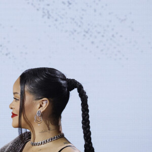 Rihanna en conférence de presse en marge du Super Bowl. Photo de John Angelillo/UPI/ABACAPRESS.COM