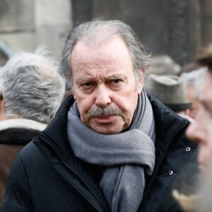 Michel Leeb - Sorties des obsèques de Philippe Tesson en l'église Saint-Germain-des-Prés à Paris le 10 février 2023. © Christophe Clovis / Bestimage