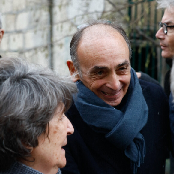 Eric Zemmour - Sorties des obsèques de Philippe Tesson en l'église Saint-Germain-des-Prés à Paris le 10 février 2023. © Christophe Clovis / Bestimage