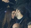 Exclusif - Louis Sarkozy et sa femme Natali Husic - People en tribunes du match de Ligue 1 Uber Eats "PSG contre Reims" (1-1) au Parc des Princes à Paris.