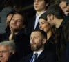 Exclusif - Jean Sarkozy, Louis Sarkozy et sa femme Natali Husic - People en tribunes du match de Ligue 1 Uber Eats "PSG contre Reims" (1-1) au Parc des Princes à Paris le 29 janvier 2023. 