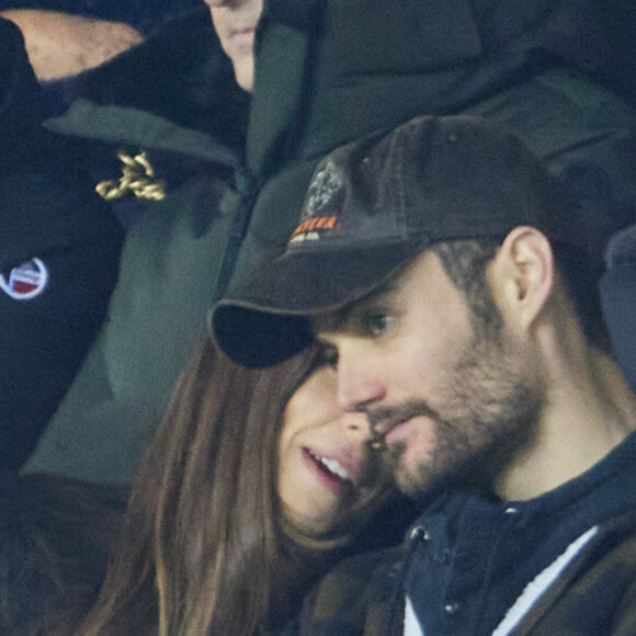 Exclusif - Louis Sarkozy et sa femme Natali Husic - People en tribunes du match de Ligue 1 Uber Eats "PSG contre Reims" (1-1) au Parc des Princes à Paris le 29 janvier 2023. 
