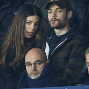 Exclusif - No Web - Louis Sarkozy et sa femme Natali Husic - People en tribunes du match de Ligue 1 Uber Eats "PSG contre Reims" (1-1) au Parc des Princes à Paris le 29 janvier 2023. 