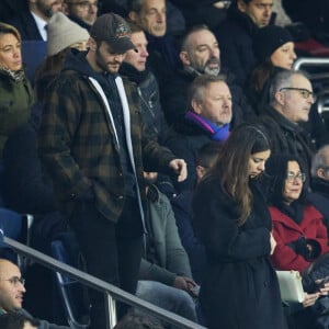 Exclusif - Louis Sarkozy et sa femme Natali Husic - People en tribunes du match de Ligue 1 Uber Eats "PSG contre Reims" (1-1) au Parc des Princes à Paris le 29 janvier 2023. 