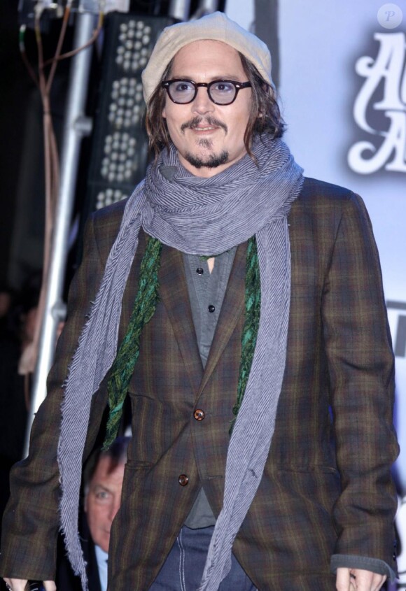 Johnny Depp fait la promo d'Alice au pays des merveilles, à Hollywood & Highland. Février 2009