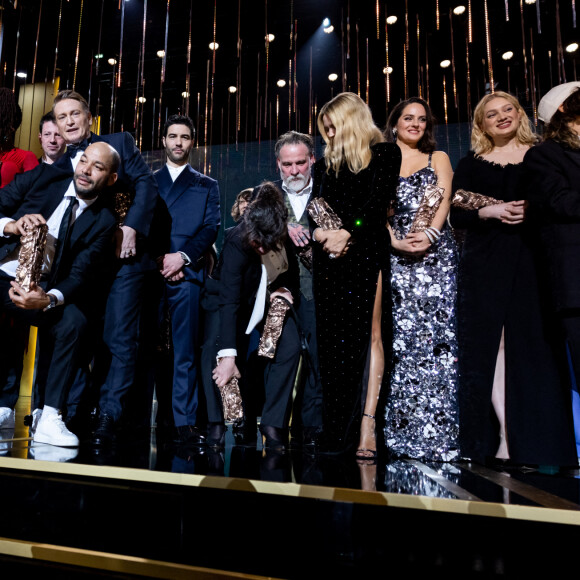 Irène Drésel, Benoît Magimel, Tahar Rahim, Bouli Lanners, Virginie Efira, Noémie Merlant, Nadia Tereszkiewicz - 48ème cérémonie des César à l'Olympia à Paris le 24 février 2023 © Borde / Jacovides / Bestimage 