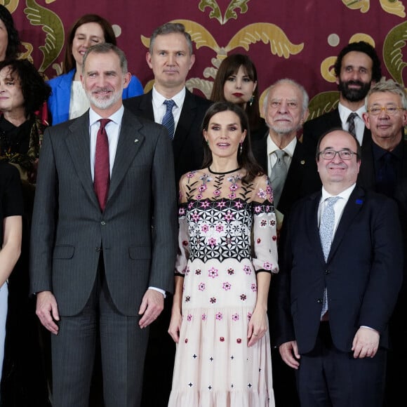 Le roi Felipe VI et la reine Letizia d'Espagne lors de la cérémonie des "2021 National Culture Awards" à Saragosse. Le 20 février 2023 