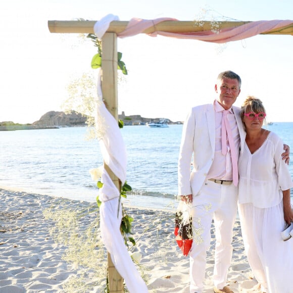 Exclusif - Prix spécial - No Web - Soirée du mariage de Christine Bravo et Stéphane Bachot sur la plage du restaurant Marinella à l'Ile Rousse en Corse le 11 Juin 2022 © Dominique Jacovides / Bestimage