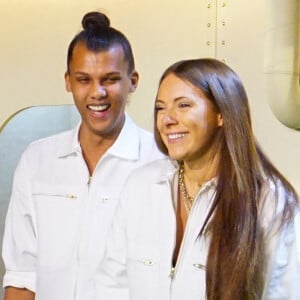 Le chanteur Stromae, sa femme Coralie Barbier (styliste) et son frère Luc Junior Tam (directeur artistique) sont venus présenter au Bon Marché la 5e collection de vêtements de leur marque Moseart.