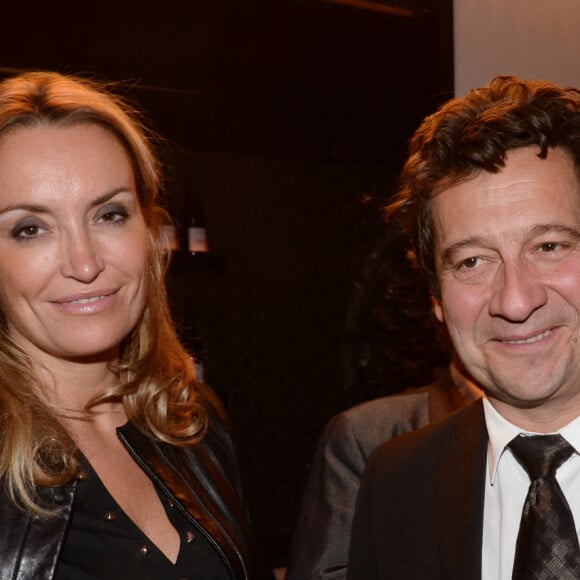 Exclusif - Laurent Gerra et sa compagne Christelle Bardet - Dîner pour la fondation Marc Veyrat au restaurant Victoria à Paris, France, le 21 novembre 2017.