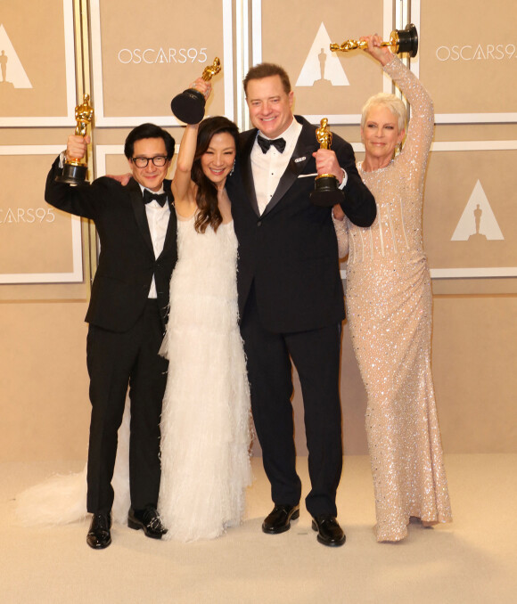 Ke Huy Quan, Michelle Yeoh, Brendan Fraser, Jamie Lee Curtis - 95e édition de la cérémonie des Oscars à Los Angeles, le 12 mars 2023.