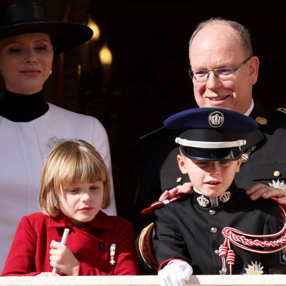 Le prince Albert II de Monaco, La princesse Charlène de Monaco, Le prince Jacques de Monaco, marquis des Baux, La princesse Gabriella de Monaco, comtesse de Carladès lors de la Fête Nationale de la principauté de Monaco, le 19 novembre 2022. © Claudia Albuquerque/Bestimage 