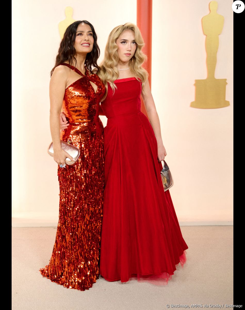 Salma Hayek, Valentina Paloma Pinault au photocall de la 95ème édition de la cérémonie des Oscars à Los Angeles.
