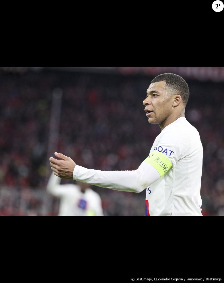 Kylian MBAPPE (PSG) - Match de 8ème de finale retour de la Ligue Des Champions 2023 (LDC) "Bayern Munich Vs PSG (2-0)" à Munich en Allemagne le 8 mars 2023.