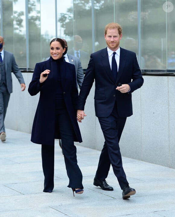 Le prince Harry, duc de Sussex, et sa femme Meghan Markle visitent le One World Trade Center à New York City, New York, etats-Unis, le 23 septembre 2021. 