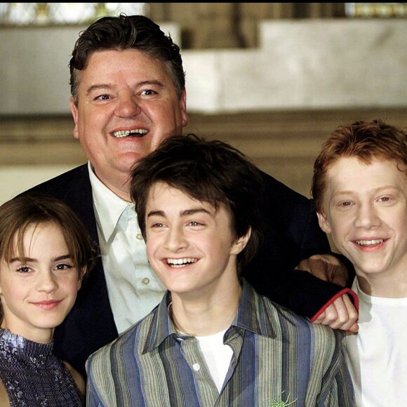 Rupert Grint, Emma Watson, Daniel Radcliffe et Robbie Coltrane à la première mondiale de Harry Potter et le prince de sang-mêlé au théâtre Odeon Leicester Square le 7 juillet 2009.