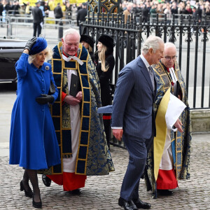 Le roi Charles III d'Angleterre et Camilla Parker Bowles, reine consort d'Angleterre - Arrivées au service annuel du jour du Commonwealth à l'abbaye de Westminster à Londres, le 13 mars 2023. 