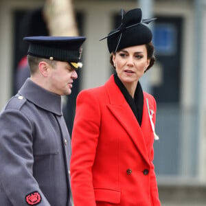 Kate Catherine Middleton, princesse de Galles, en visite au "1st Battalion Welsh Guards at Combermere Barracks "à Windsor, à l'occasion de la Saint-David. Le 1er mars 2023 