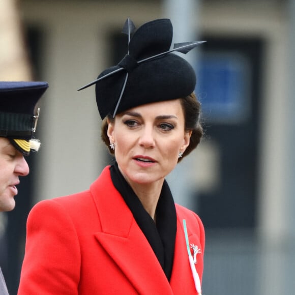 Kate Catherine Middleton, princesse de Galles, en visite au "1st Battalion Welsh Guards at Combermere Barracks "à Windsor, à l'occasion de la Saint-David. Le 1er mars 2023 