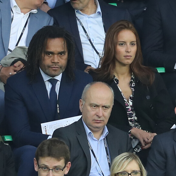Christian Karembeu et sa compagne Jackie Chamoun - People au match Angleterre-Slovaquie à Saint-Étienne - UEFA Euro 2016 de football le 20 juin 2016 © Cyril Moreau / Bestimage 