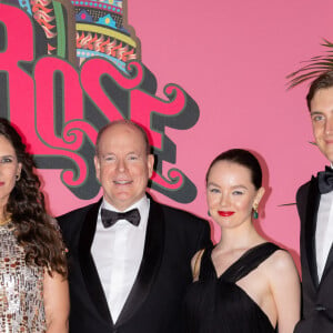 Tatiana Santo Domingo, le prince Albert II de Monaco, La Princesse Alexandra de Hanovre et son compagnon Ben Sylvester Strautmann - Arrivée de la famille princière au Bal de la Rose 2023 sur le thème "Bollywood" à la salle des étoiles à Monaco le 25 mars 2023. © Olivier Huitel / Pool / Bestimage 