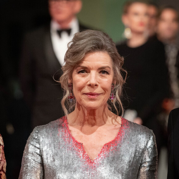 La princesse Caroline de Hanovre - Arrivée de la famille princière au Bal de la Rose 2023 sur le thème "Bollywood" à la salle des étoiles à Monaco le 25 mars 2023. © Olivier Huitel / Pool / Bestimage 