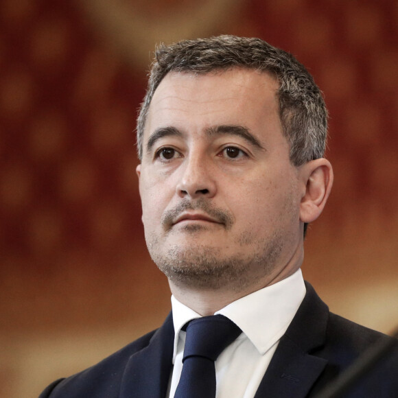 Gérald Darmanin - Conférence de presse de présentation du bilan 2022 de la lutte contre les drogues, au ministère de l'intérieur, Paris, le 1er mars 2023 © Stéphane Lemouton / Bestimage