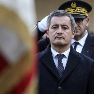 Gérald Darmanin assiste à une cérémonie de présentation des voeux du Nouvel An à la gendarmerie française à l'Hôtel des Invalides à Paris, le 16 janvier 2023. © Stéphane Lemouton / Bestimage