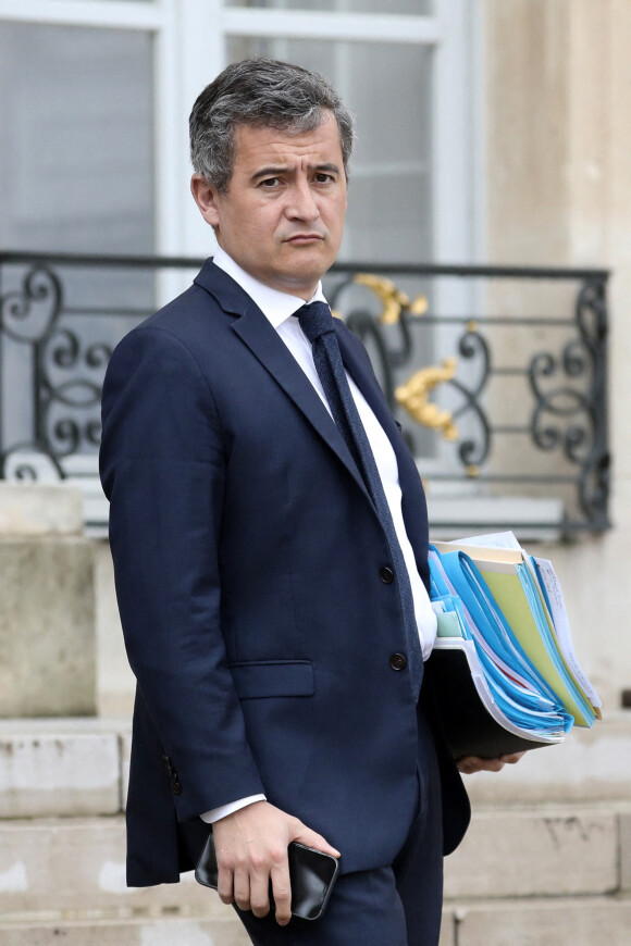 Gérald Darmanin à la sortie du conseil des ministres, au palais de l'Elysée, à Paris, France, le 30 mars 2022.