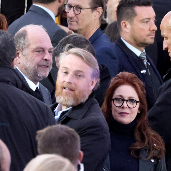 Eric Dupond-Moretti et Isabelle Boulay - Le président Emmanuel Macron prononce un discours au Champ de Mars le soir de sa victoire à l'élection présidentielle le 24 avril 2022. © Dominique Jacovides / Bestimage 