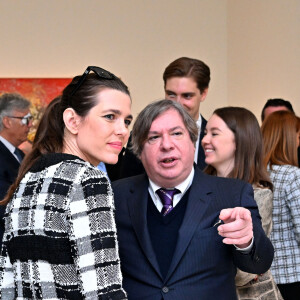 Charlotte Casiraghi et George Condo durant le vernissage de l'exposition Humanoïdes de l'artiste George Condo au Nouveau Musée National de Monaco, le 30 mars 2023. © Bruno Bebert / Bestimage 