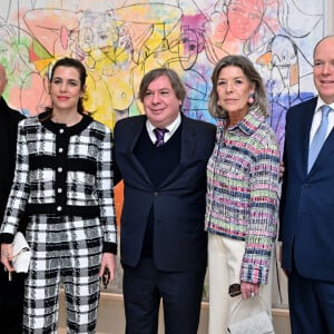 Où ils ont assisté au vernissage de l'exposition "Humanoïdes" de George Condo 
Jean Christophe Maillot, Charlotte Casiraghi, George Condo, la princesse Caroline de Hanovre et le prince Albert II de Monaco durant le vernissage de l'exposition Humanoïdes de l'artiste George Condo au Nouveau Musée National de Monaco, le 30 mars 2023. © Bruno Bebert / Bestimage