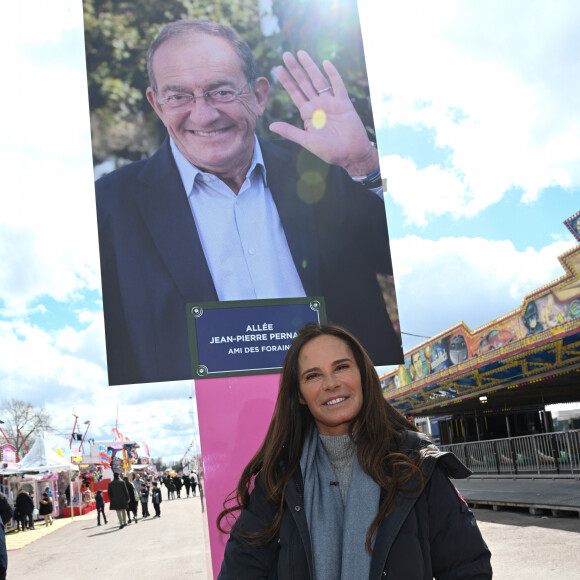 Nathalie Marquay-Pernaut (Miss France 1987) lors de l'inauguration de l'Allée Jean-Pierre Pernaut à la Foire du Trône (fête foraine parisienne) sur la pelouse de Reuilly dans le bois de Vincennes du 12ème arrondissement de Paris, France, le 1er avril 2023. © Coadic Guirec/Bestimage