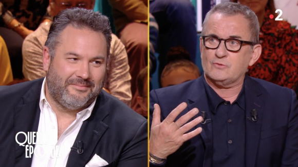 Christophe Dechavanne et Bruce Toussaint dans l'émission "Quelle époque !" sur France 2 le 8 avril 2023