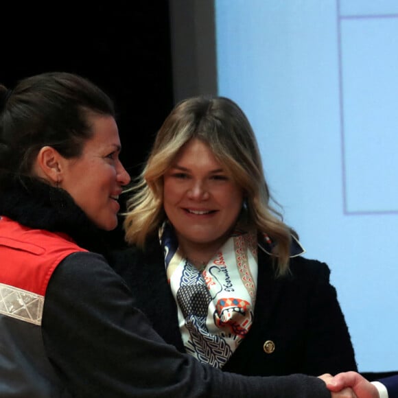 Exclusif - Le prince Albert II de Monaco et Camille Gottlieb lors de la remise des diplômes de la Croix Rouge monégasque à l'auditorium Rainier III à Monaco le 4 avril 2023. © Jean-François Ottonello / Nice Matin / Bestimage 