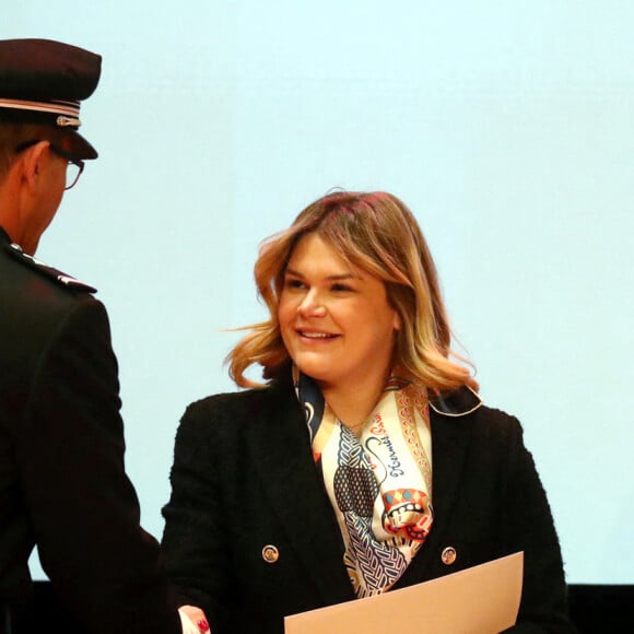 Exclusif - Le prince Albert II de Monaco et Camille Gottlieb lors de la remise des diplômes de la Croix Rouge monégasque à l'auditorium Rainier III à Monaco le 4 avril 2023. © Jean-François Ottonello / Nice Matin / Bestimage 