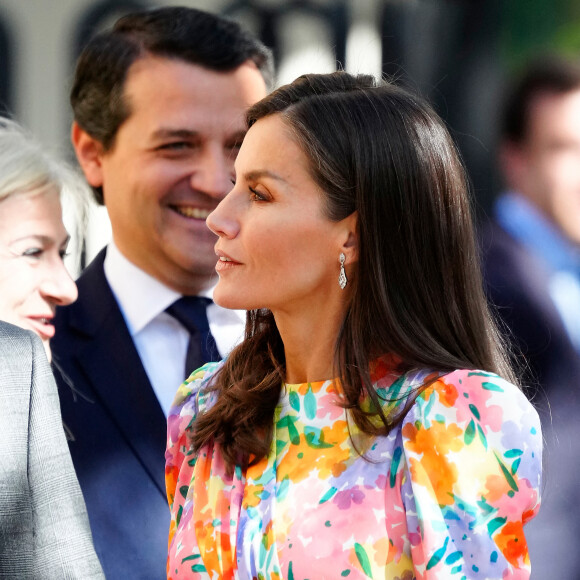 La reine Letizia d'Espagne préside la cérémonie de proclamation du Prix "Arts et Lettres" 2023 à Cordoue, Andalousie, Espagne, le 13 avril 2023. La reine Letizia, lors de la visite de certains des projets avant la cérémonie de proclamation du Prix "Arts et Lettres" 2023 de la Fondation Princesse de Gérone (FPdGi), le troisième jour du "Tour del Talento" le 13 avril 2023. À la cérémonie d'ouverture du Tour del Talento 2023 à Cordoue, la Reine a rendu visite à certains des projets récents les plus remarquables soutenus par la Fondation. Il s'agit de la présentation de trois initiatives de l'EduLab d'innovation pédagogique du programme " Generation Teachers ", qui ont déjà un impact positif sur la société, avec des objectifs aussi différents que nécessaires : AmplificARTE, Teachers Network for Development et Skill Up. 