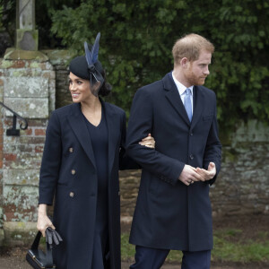 Le prince Harry, duc de Sussex, Meghan Markle, duchesse de Sussex - La famille royale assiste à la messe de Noël à Sandringham le 25 décembre 2018. 