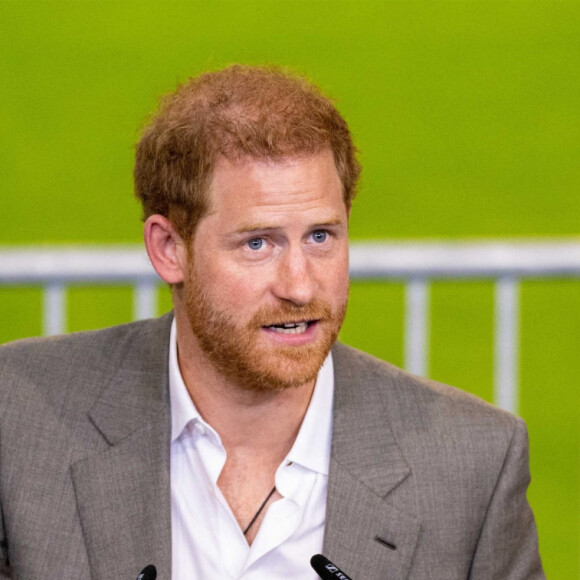 Le prince Harry, duc de Sussex, lors d'une conférence de presse pour l'événement Invictus Games Dusseldorf 2023 One Year to Go à Düsseldorf, Allemagne, le 6 septembre 2022. 