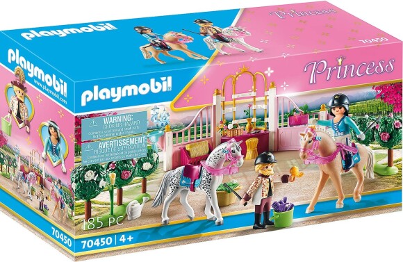 La princesse va connaître un superbe cours d'équitation avec ce jeu Playmobil Princesse avec chevaux et instructeur