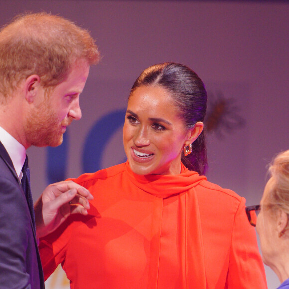 Le prince Harry, duc de Sussex et Meghan Markle, duchesse de Sussex, lors du "One Young World Summit 2022" à Manchester, le 5 septembre 2022. 